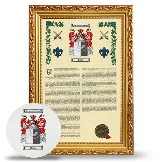 Defoy Framed Armorial History and Mouse Pad - Gold