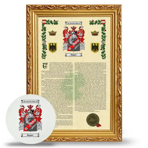 Degner Framed Armorial History and Mouse Pad - Gold