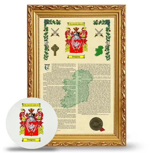 Dempsey Framed Armorial History and Mouse Pad - Gold