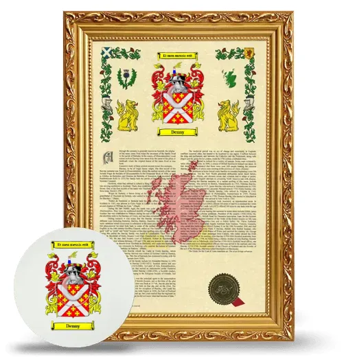 Denny Framed Armorial History and Mouse Pad - Gold