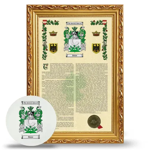 Derre Framed Armorial History and Mouse Pad - Gold