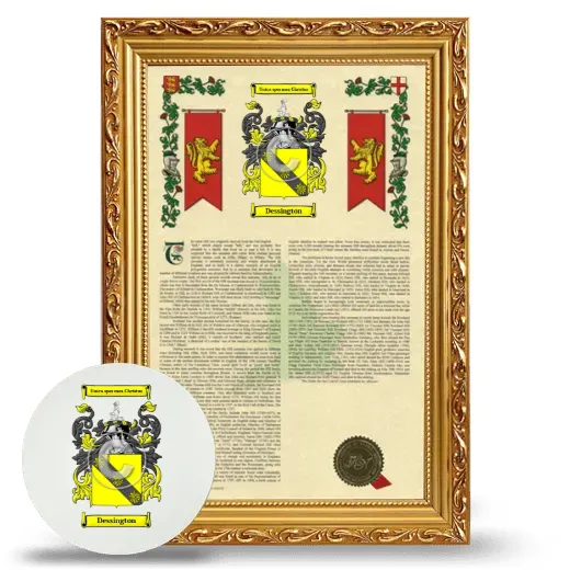 Dessington Framed Armorial History and Mouse Pad - Gold