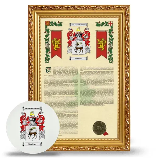 Devisint Framed Armorial History and Mouse Pad - Gold