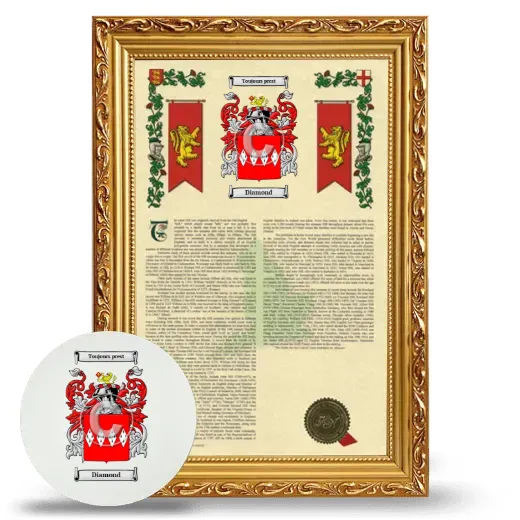 Diamond Framed Armorial History and Mouse Pad - Gold