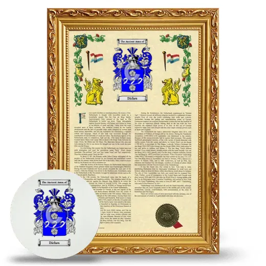 Diches Framed Armorial History and Mouse Pad - Gold