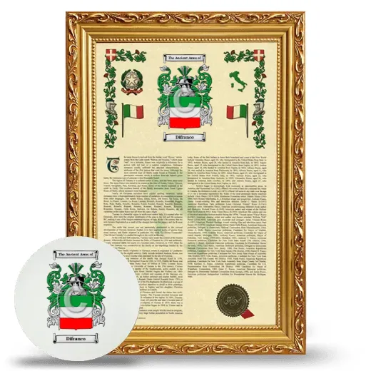 Difranco Framed Armorial History and Mouse Pad - Gold