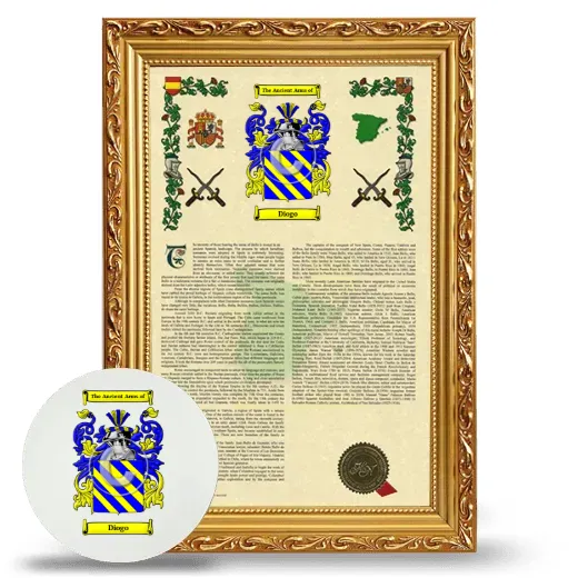 Diogo Framed Armorial History and Mouse Pad - Gold