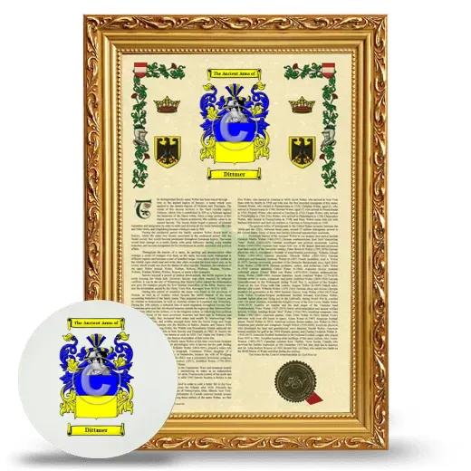 Dittmer Framed Armorial History and Mouse Pad - Gold