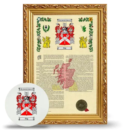 Dog Framed Armorial History and Mouse Pad - Gold