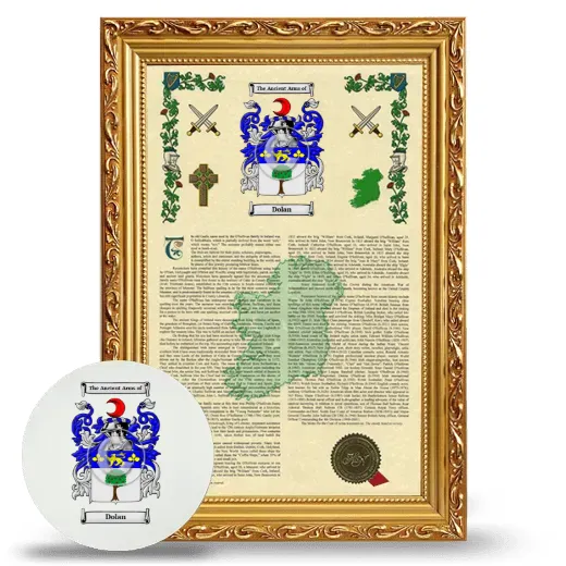 Dolan Framed Armorial History and Mouse Pad - Gold