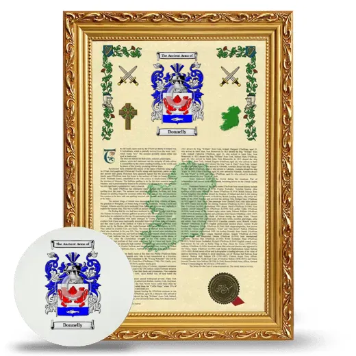 Donnelly Framed Armorial History and Mouse Pad - Gold