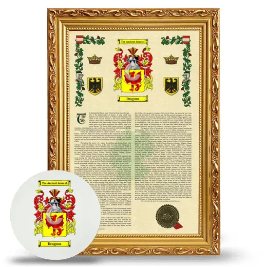 Dragons Framed Armorial History and Mouse Pad - Gold