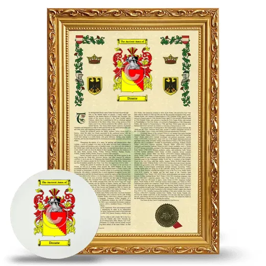 Droste Framed Armorial History and Mouse Pad - Gold