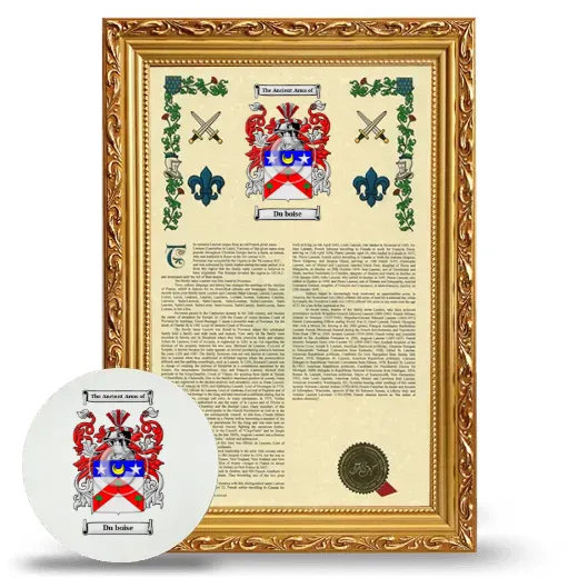 Du boise Framed Armorial History and Mouse Pad - Gold
