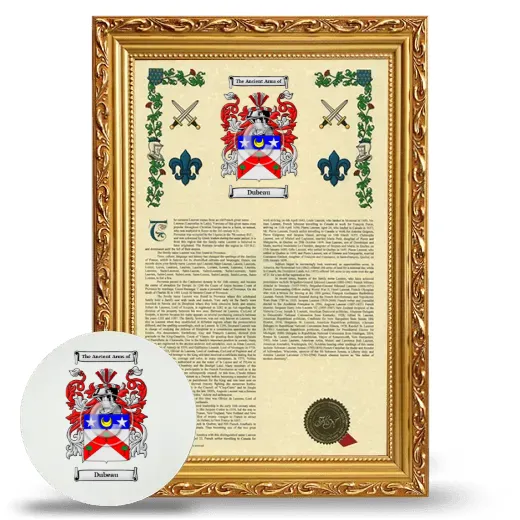Dubeau Framed Armorial History and Mouse Pad - Gold