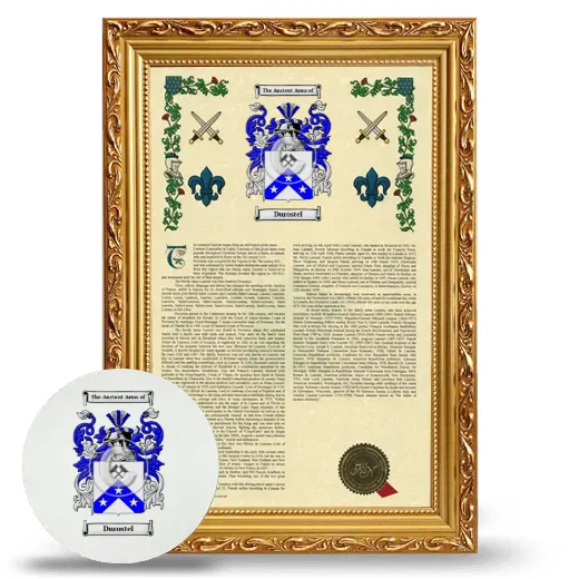 Durostel Framed Armorial History and Mouse Pad - Gold