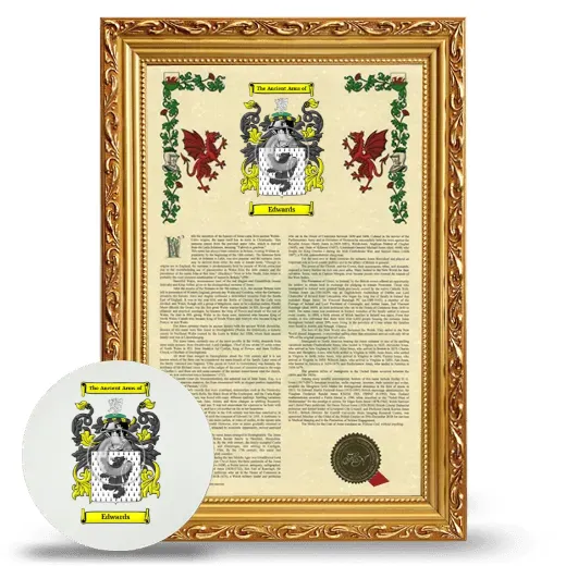 Edwards Framed Armorial History and Mouse Pad - Gold