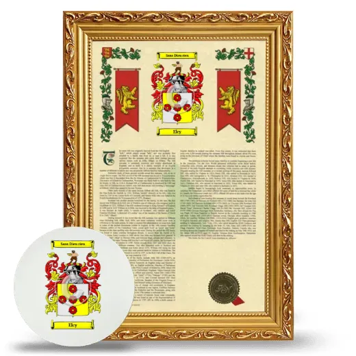 Elcy Framed Armorial History and Mouse Pad - Gold