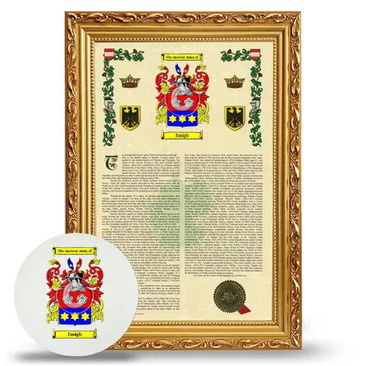 Emigh Framed Armorial History and Mouse Pad - Gold