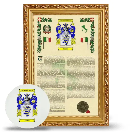Enrico Framed Armorial History and Mouse Pad - Gold