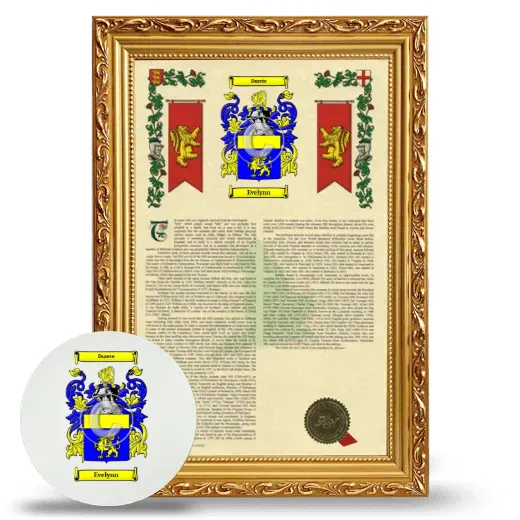 Evelynn Framed Armorial History and Mouse Pad - Gold