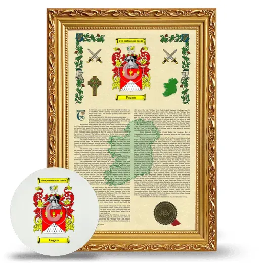 Fagan Framed Armorial History and Mouse Pad - Gold