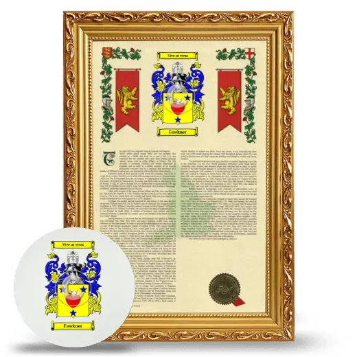 Fawkner Framed Armorial History and Mouse Pad - Gold