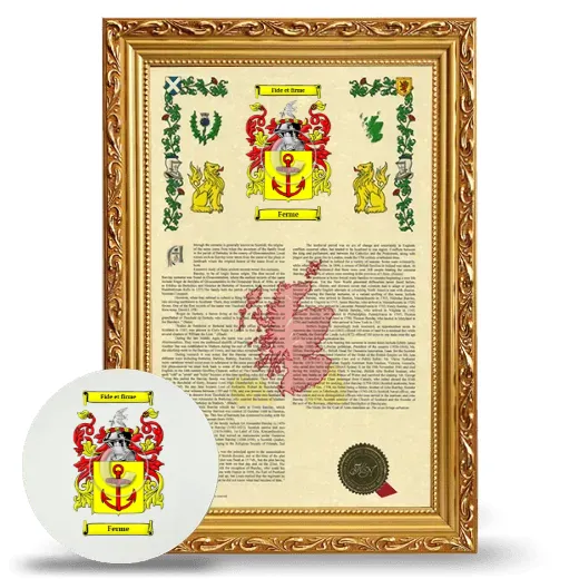 Ferme Framed Armorial History and Mouse Pad - Gold