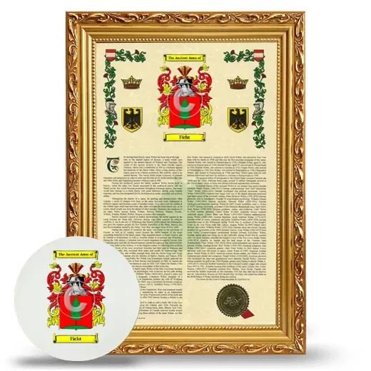 Ficht Framed Armorial History and Mouse Pad - Gold