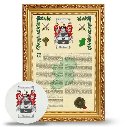 Fitz simon Framed Armorial History and Mouse Pad - Gold