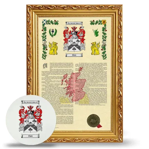 Flett Framed Armorial History and Mouse Pad - Gold
