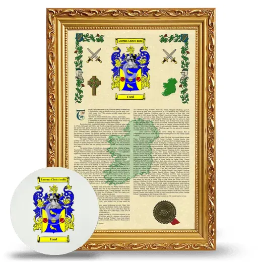 Ford Framed Armorial History and Mouse Pad - Gold