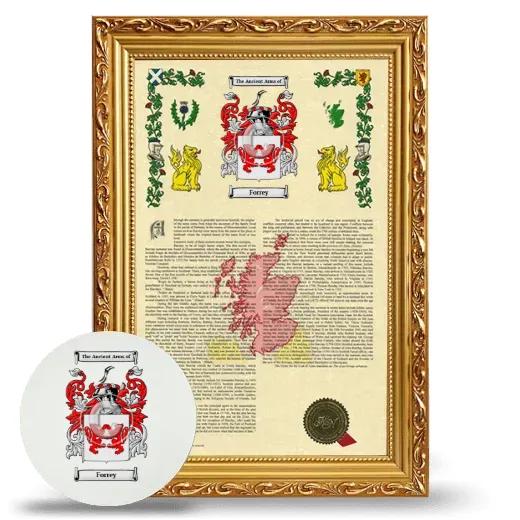 Forrey Framed Armorial History and Mouse Pad - Gold