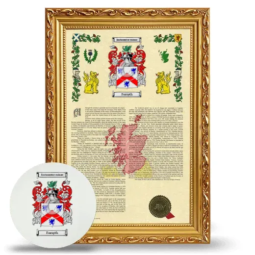 Forsyth Framed Armorial History and Mouse Pad - Gold