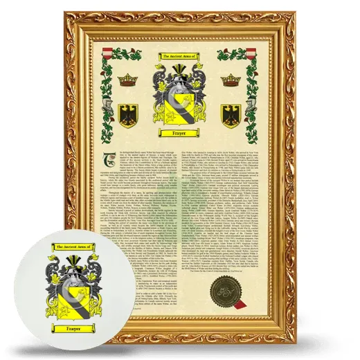 Frayer Framed Armorial History and Mouse Pad - Gold