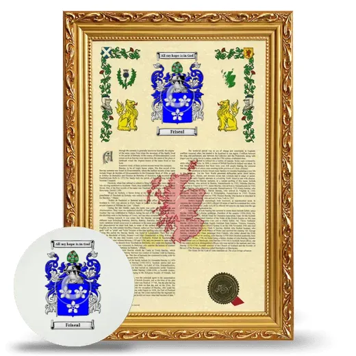 Friseal Framed Armorial History and Mouse Pad - Gold