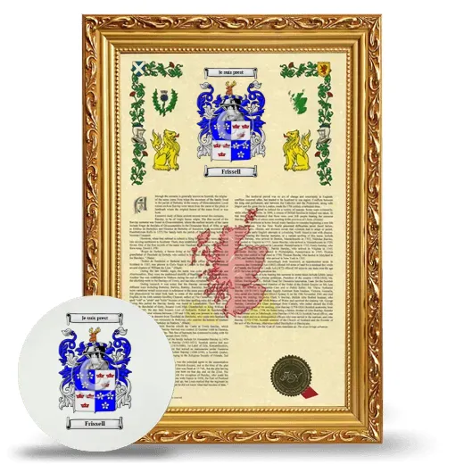 Frissell Framed Armorial History and Mouse Pad - Gold