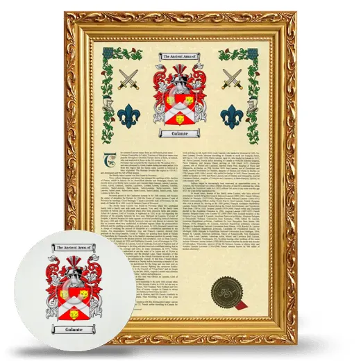 Galante Framed Armorial History and Mouse Pad - Gold