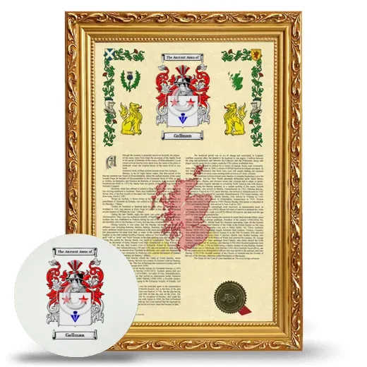 Gallman Framed Armorial History and Mouse Pad - Gold