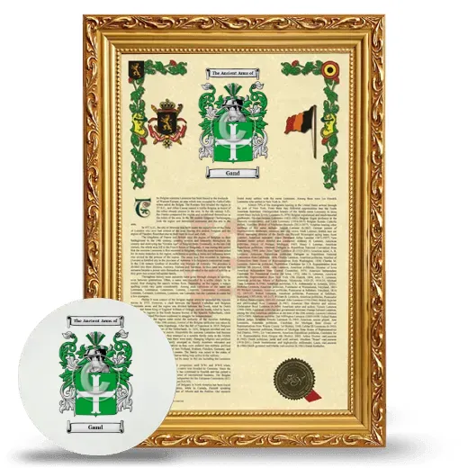 Gand Framed Armorial History and Mouse Pad - Gold