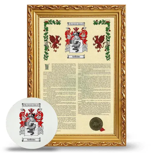 Gefferies Framed Armorial History and Mouse Pad - Gold