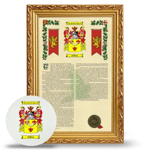 Gellone Framed Armorial History and Mouse Pad - Gold