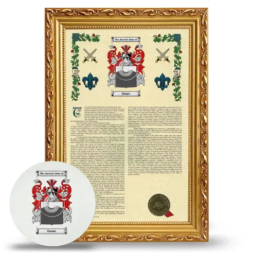Gener Framed Armorial History and Mouse Pad - Gold