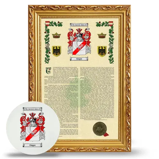 Gieger Framed Armorial History and Mouse Pad - Gold