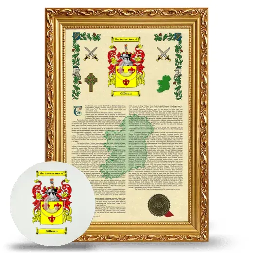 Gilleran Framed Armorial History and Mouse Pad - Gold