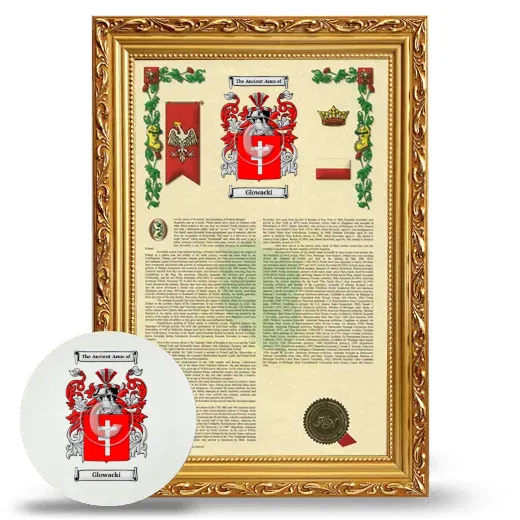 Glowacki Framed Armorial History and Mouse Pad - Gold