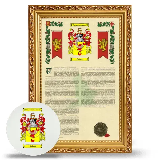 Golane Framed Armorial History and Mouse Pad - Gold