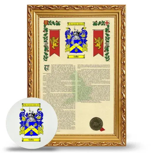 Golby Framed Armorial History and Mouse Pad - Gold