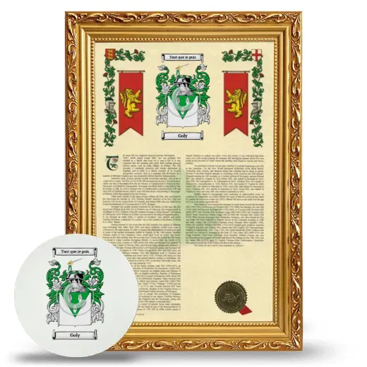 Goly Framed Armorial History and Mouse Pad - Gold