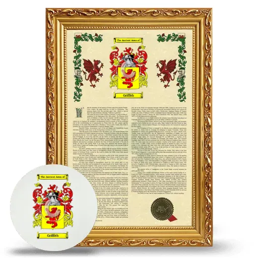 Griffith Framed Armorial History and Mouse Pad - Gold
